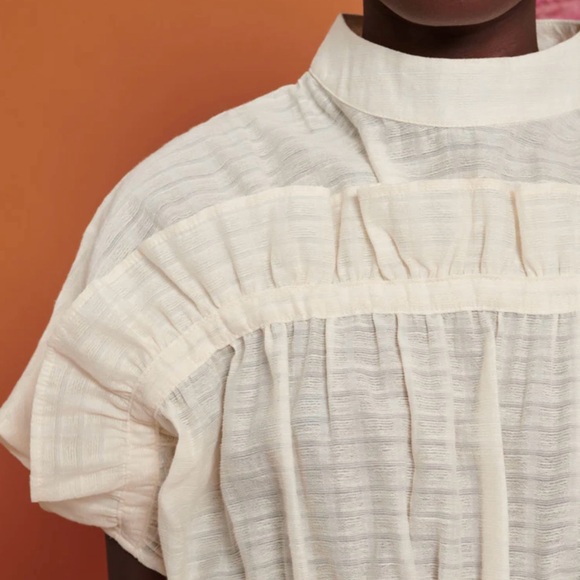 Ghospell Yasmin Ruched top - size medium+ in cream - Picture 7 of 11